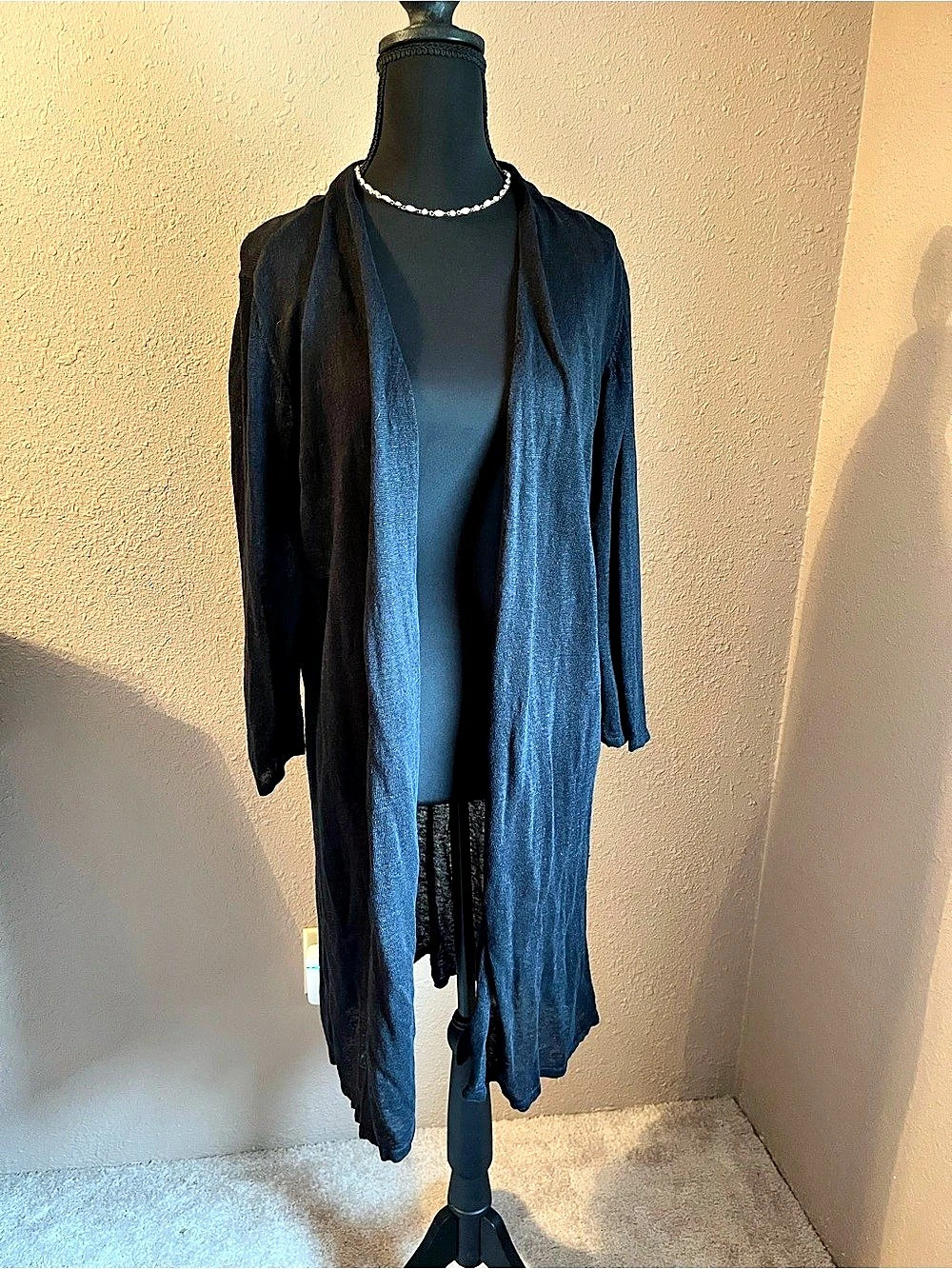 Alfani Women's 100% Linen Cardigan Black Size Medium Like New